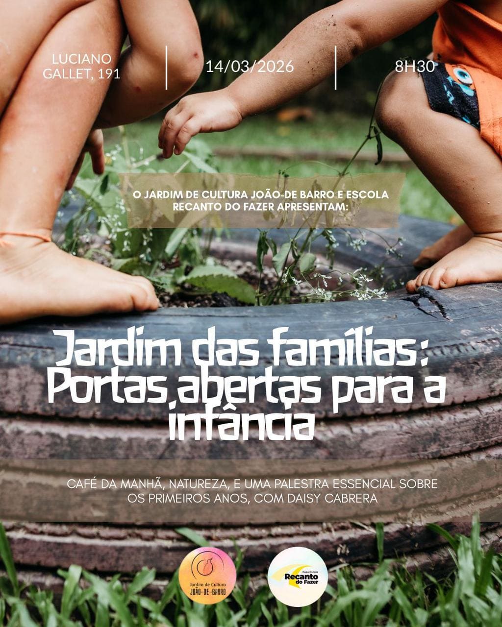 No próximo sábado, 14 de março, o Jardim de Cultura João-de-Barro, em Vargem Grande, promove uma manhã especial dedicada à reflexão sobre a infância e à convivência entre famílias, educadores e crianças. O encontro contará com a presença da educadora Daisy Cabrera, uma das grandes referências da Pedagogia Waldorf no Brasil, que conduzirá uma conversa sobre os primeiros sete anos de vida