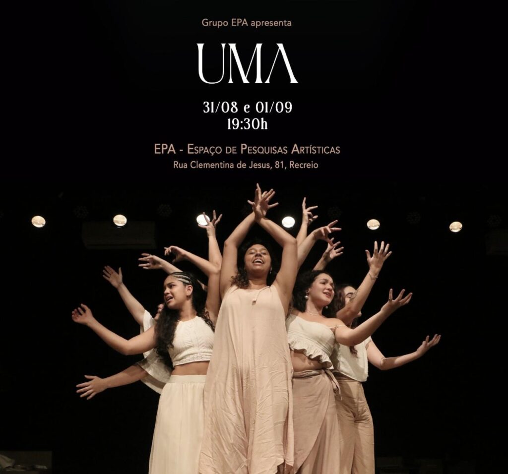 O espetáculo “Uma”, do Grupo EPA de Teatro, estará em cartaz este final de semana no Recreio dos Bandeirantes. Com elenco de mulheres e ficha técnica predominantemente feminina, “Uma” é uma experiência teatral que celebra as avós e a ancestralidade das mulheres. O espetáculo conta a história de Uma sob a perspectiva de suas netas e convida o público a adentrar sua casa para revisitar suas memórias e segredos no dia da festa de 7° dia após sua morte.